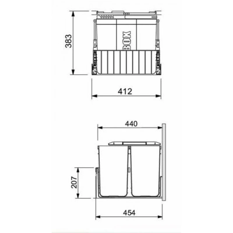 Franke POUBELLE SORTER DUO 45 2 BACS 44L Systemes De Tri Des Déchets 121.0150.144 – Image 2